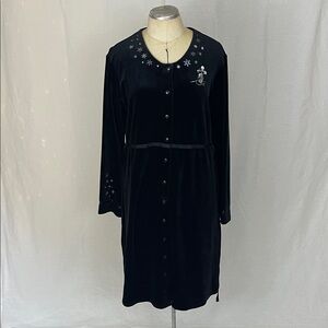 Disney Velvet Black Embroidered Dress Size Small